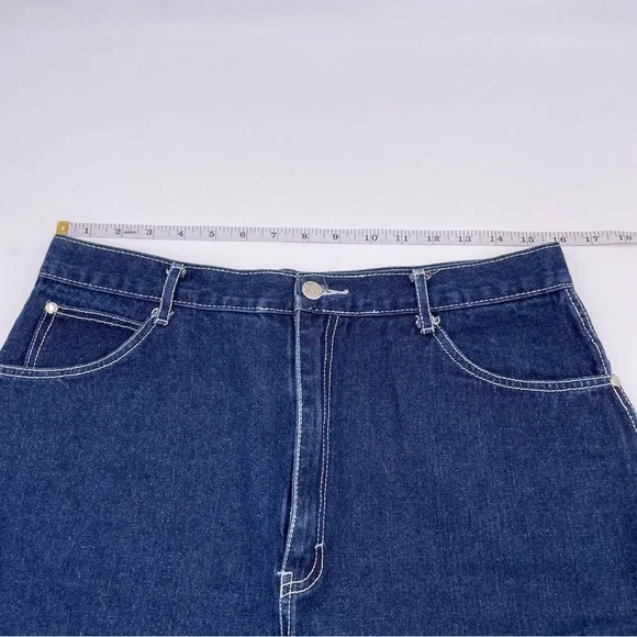 Vintage 1980s Gitano Women's Dark Wash Denim Midi Jean Skirt Split Back Hem - Picture 9 of 10